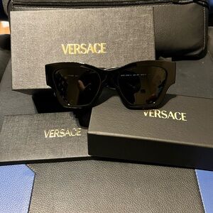 Versace Black Oversized Cat-Eye Sunglasses